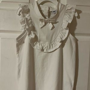 Janie and Jack white sleeveless ruffled bow tie shirt